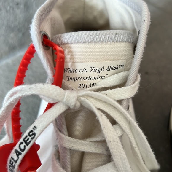 Off white vulcanized high top sneakers! C/O Virgil Abloh! Worn 2 times size 11 - Picture 3 of 12